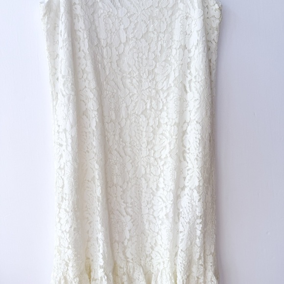 Sugar+Lips White Lace Midi Dress Ruffle Hem Medium - Picture 8 of 9